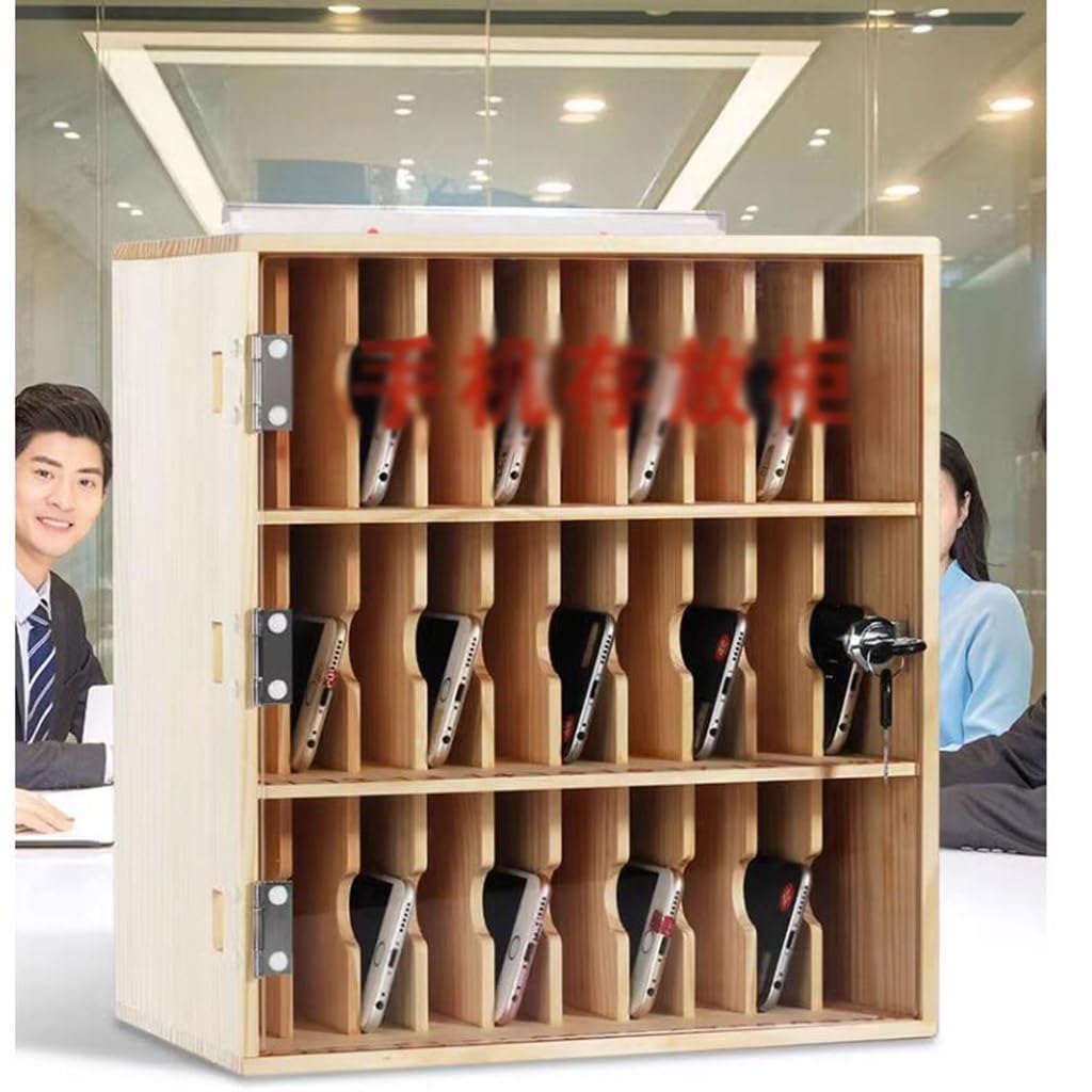 Resistente Custodia per Cellulare da 10~50 Bit Armadietto per Cellulare Visivo in Legno con Serratura Cassetta di Sicurezza A Muro per Telefoni Cellulari Dell'azienda Scolastica (Color : Wood, S : 1