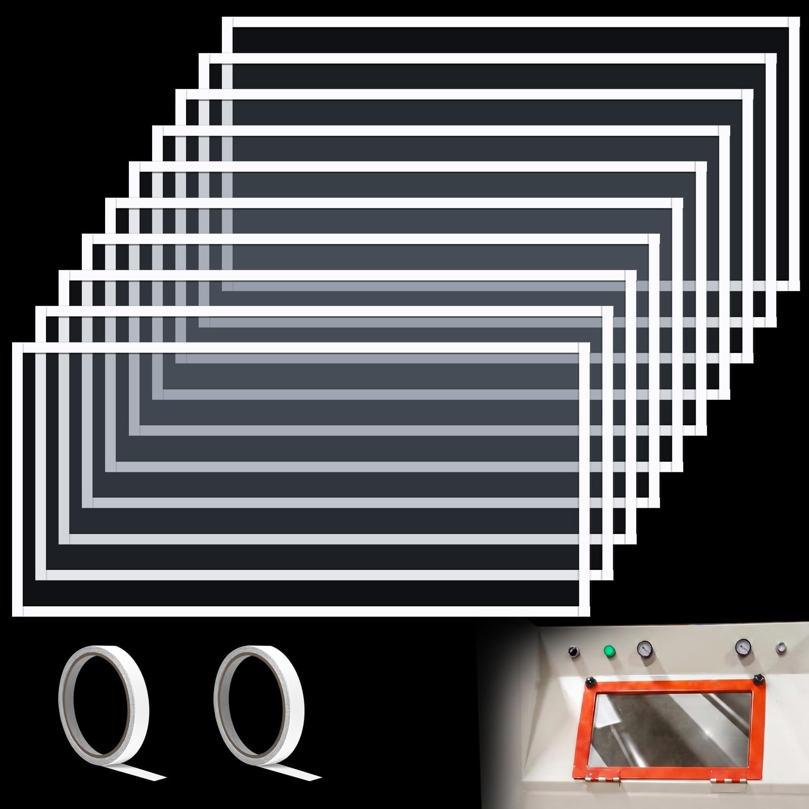 10 cubiertas de lente de gabinete de chorro de arena de 23 x 11 pulgadas, protector de lente interior de gabinete abrasivo de visibilidad transparente, película de chorro de arena de alta definición