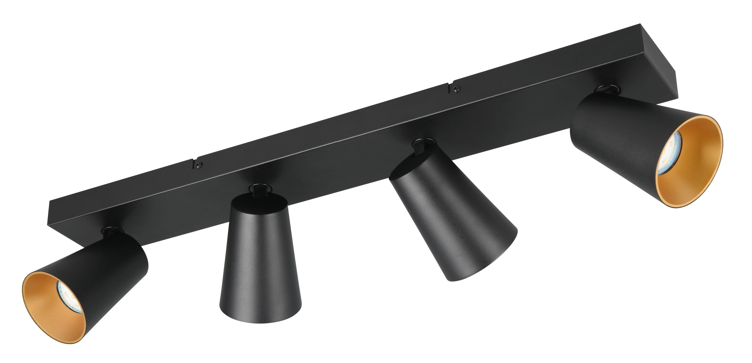 Trio Leuchten Sharp 817100432 Wall Spotlight, Matt Metal Black, Gold Cover/Black, Except 4X GU10