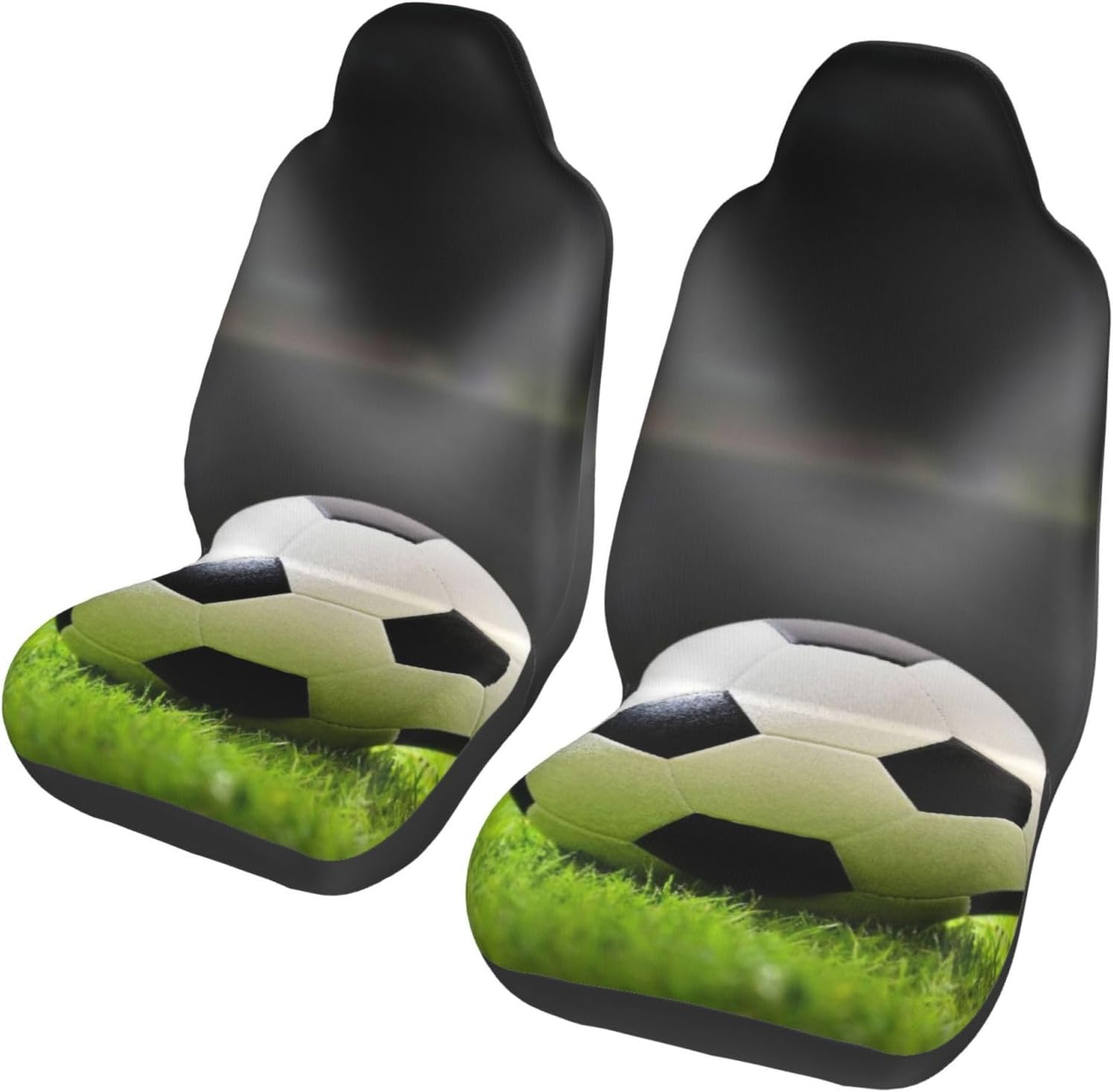 Soccer Ball On Soccer Field Stadium with Night Light Car Seat Covers 2-Pack - Fit for Sedans, Trucks, Suvs, Automotive Seat Protectors with Reinforced Stitching