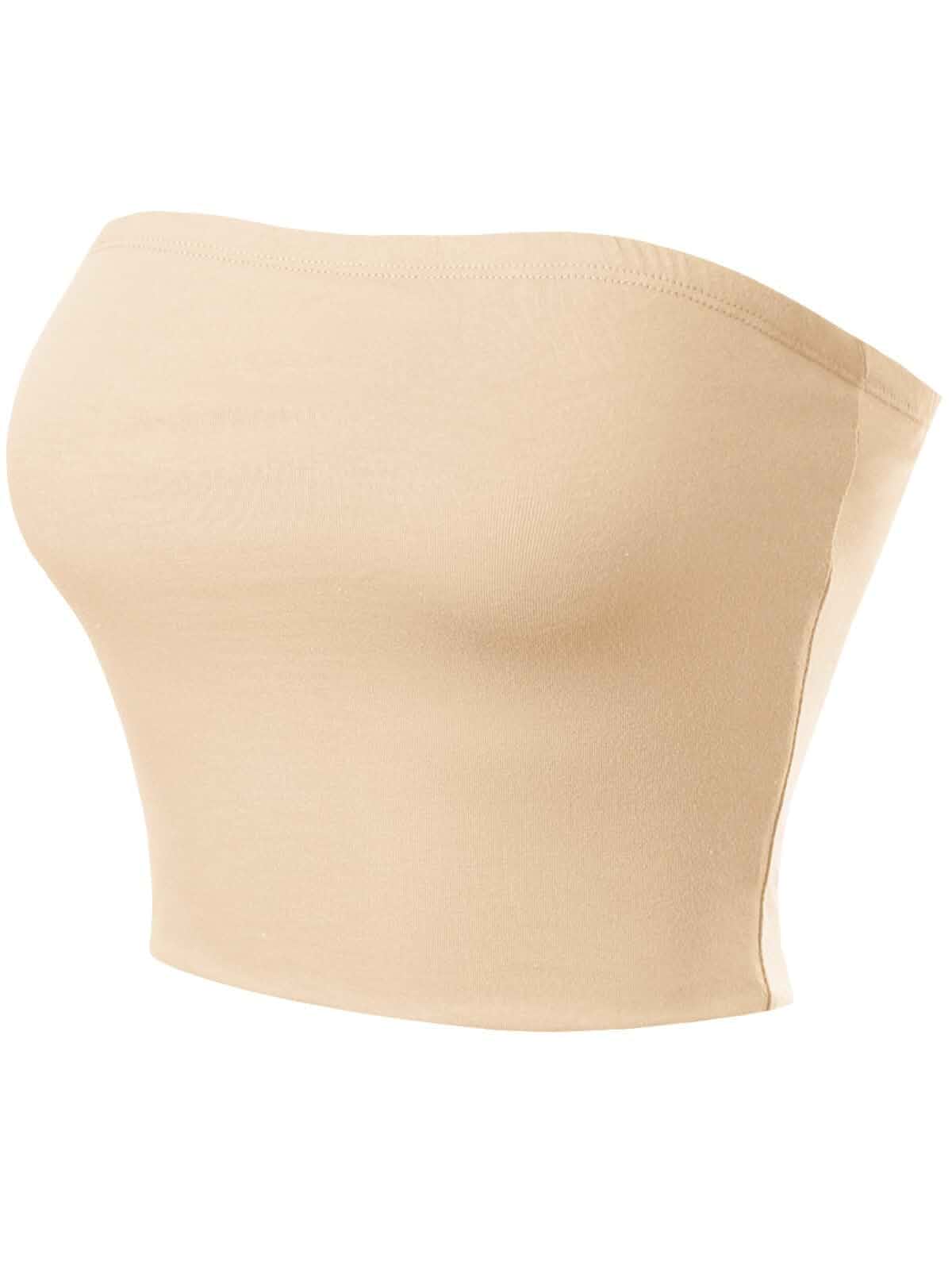 MixMatchy Women's Strapless Tube Top Y2K Crop Bandeau Casual Summer Tops Slim Fit