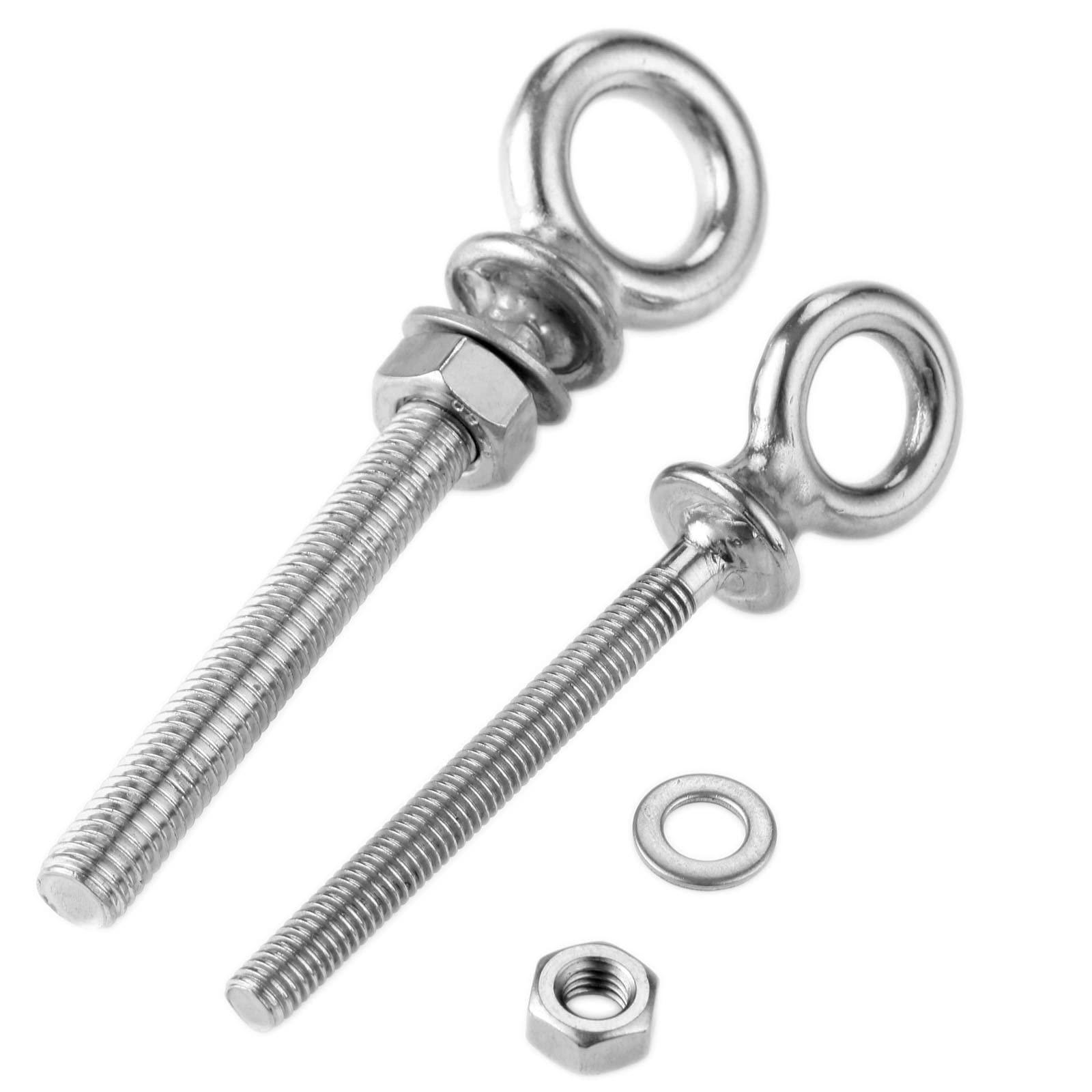 Pernos de argolla de elevación de acero inoxidable, cáncamos, 1 pieza de cáncamos de acero inoxidable con tuercas y arandelas, anillo redondo, gancho, tornillo, sujetadores, anillo de elevación roscad