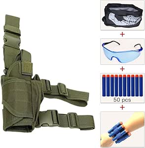 Holster Tactique MFH – Cuisse, 3 Pochettes Chargeurs, Olive, Pour Airsoft / Militaire