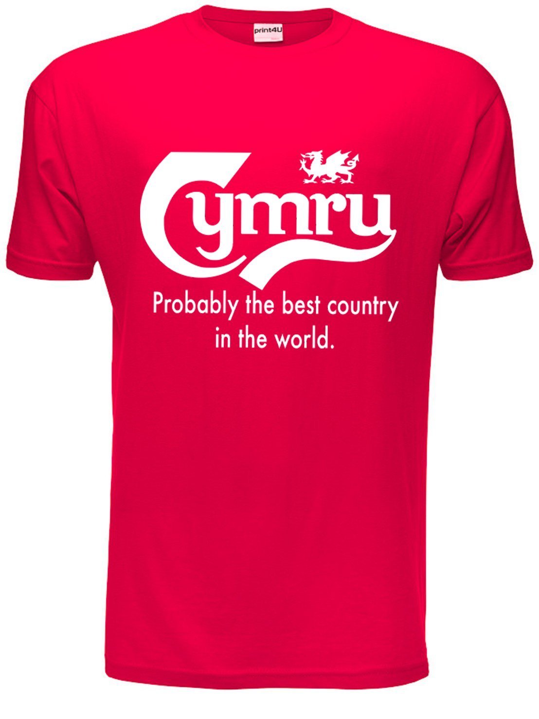 Print4u Men's Red T-Shirt Wales Cymru Best Country Small