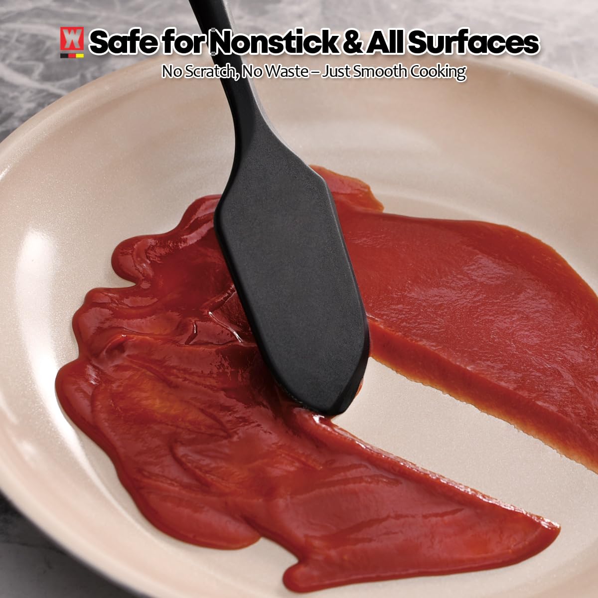 WAGENSTEIGER Espátula de silicona con mango de madera: espátula de cocina multiusos para untar y mezclar, utensilios de cocina resistentes al calor, sin BPA, protege las superficies con diseño de