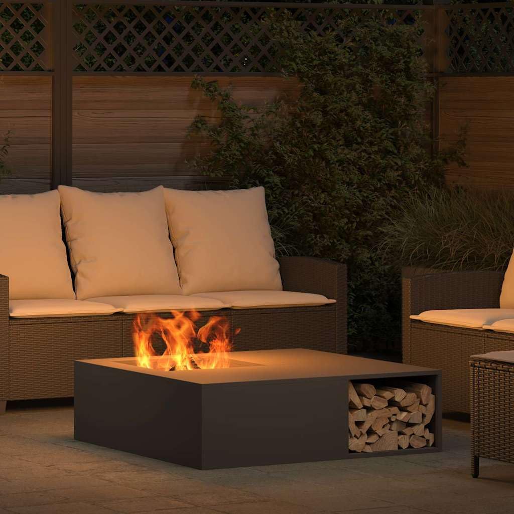 vidaXL Feuerstelle Schwarz 100 x 100 x 30 cm Wetterfeststahl | Aus kaltgewalztem Stahl gefertigt, Ideal für den Außenbereich, Maße 40 x 40 x 15 cm