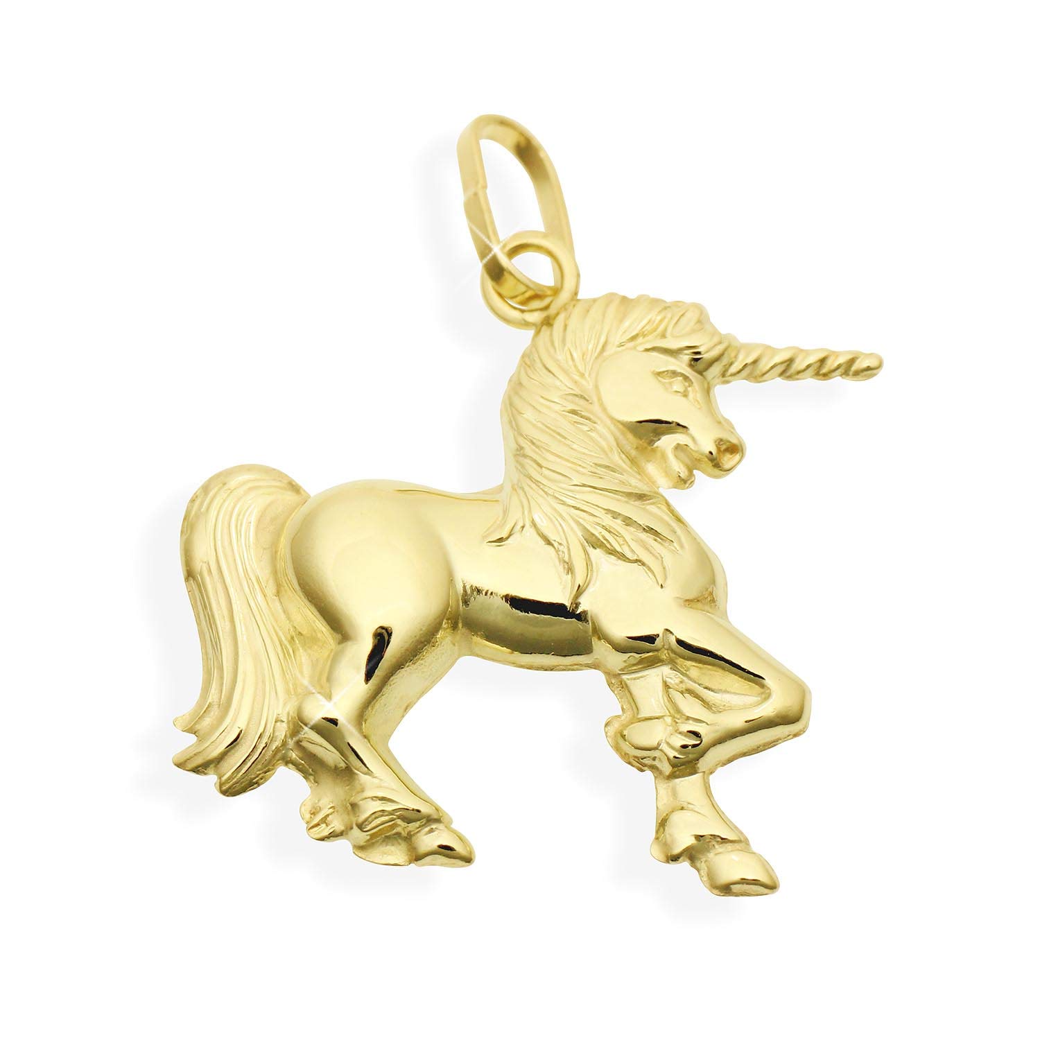 Einhorn Anhänger beidseitig 3D 14 Karat Gold 585 (Art.206178)