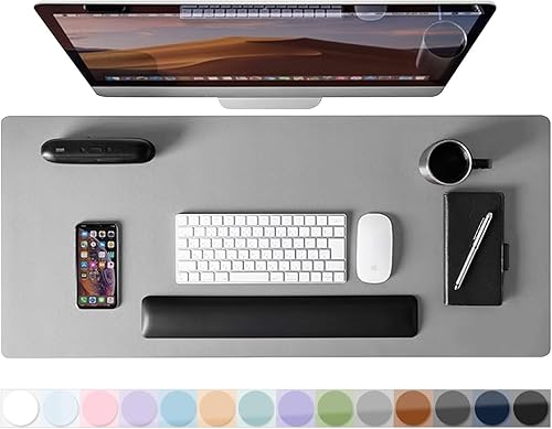 Alfombrilla protectora de escritorio para mouse, alfombrilla grande de piel sintética para escritorio de oficina, antideslizante para teclado y