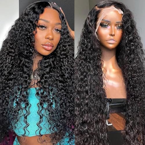 QTHAIR 18A 13x6 Water Wave Lace Front Wigs Human Hair 16' 13x6 Curly Wig 180% Density Wet and Wavy Wig Pre Plucked 13x6 Hd Lace Front Wigs Human Hair