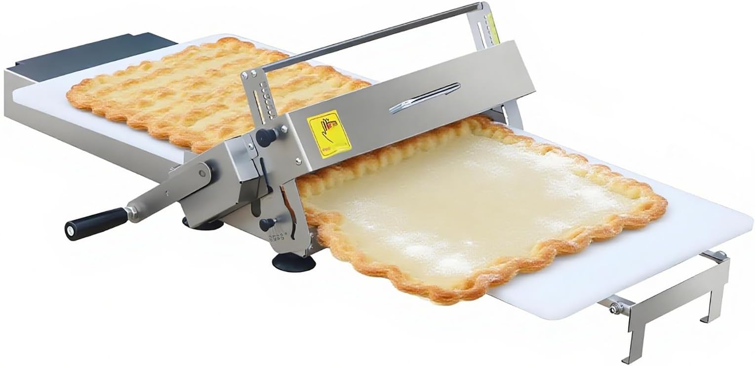 Folding Dough Sheeter with Sheeter Boards, Stainless Steel, Adjustable Thickness, Manual Dough Roller Machine, for Pizza, Croissants, Pastry & Fondant Table Top Design B