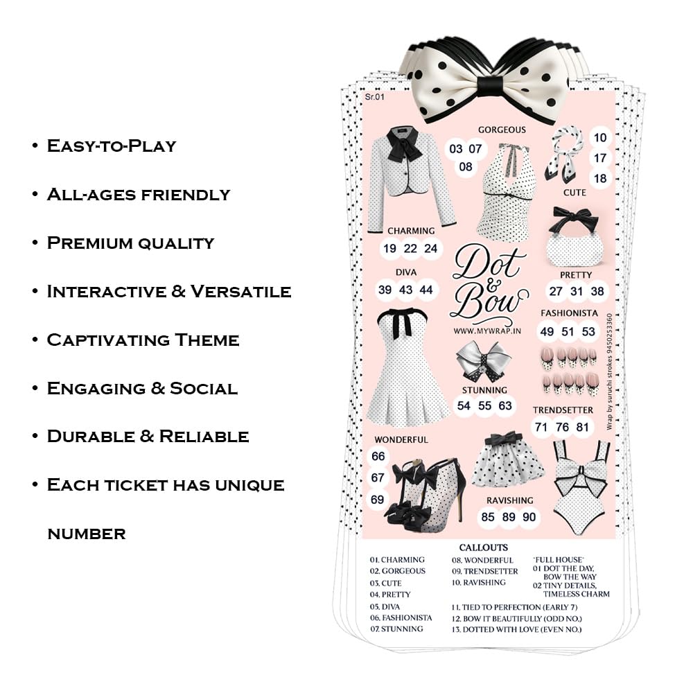Polka Dot Tambola Tickets - Party Game Supplies -5