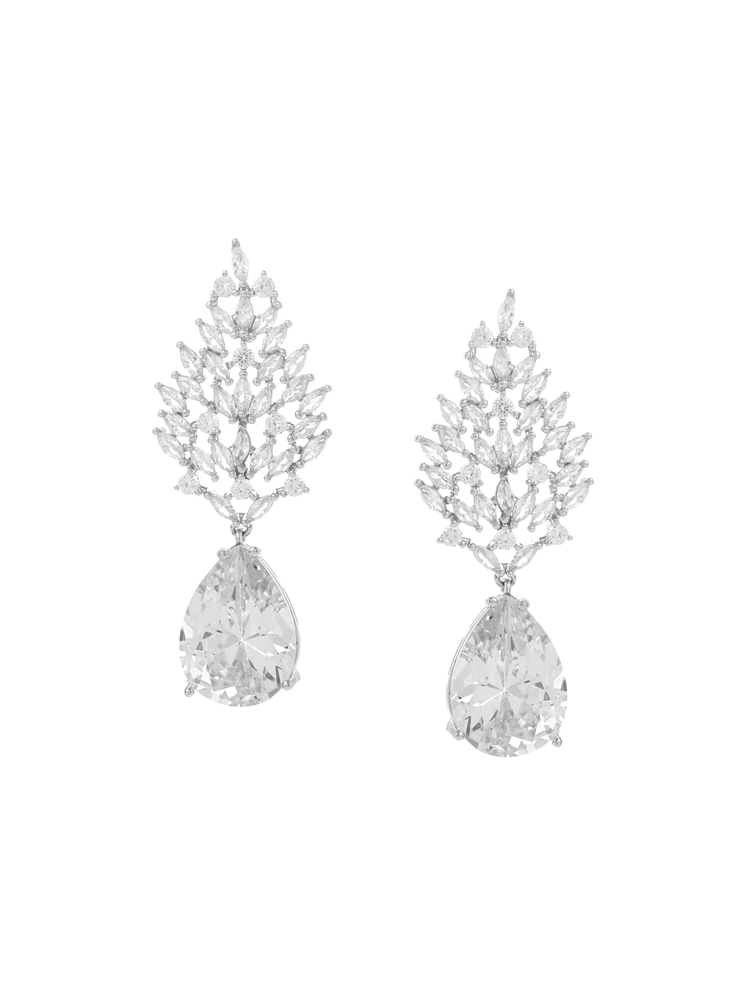 A5 Grade Crystal White Diamond Classic Designer Crystal Earrings For Women And Girls