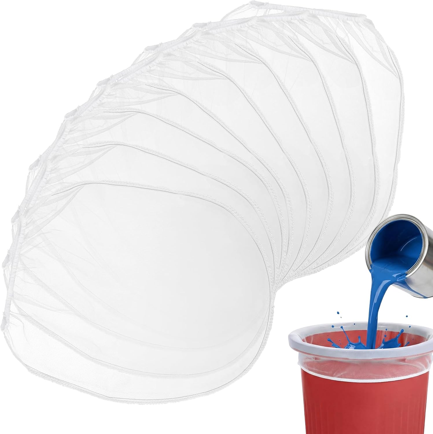 40 Pcs Paint Strainer Bags 5 Gallon Nylon White Fine Mesh Bag with Stretchable Elastic Top Opening Disposable Bucket Painting Filters Strainer for Paint Gardening, White