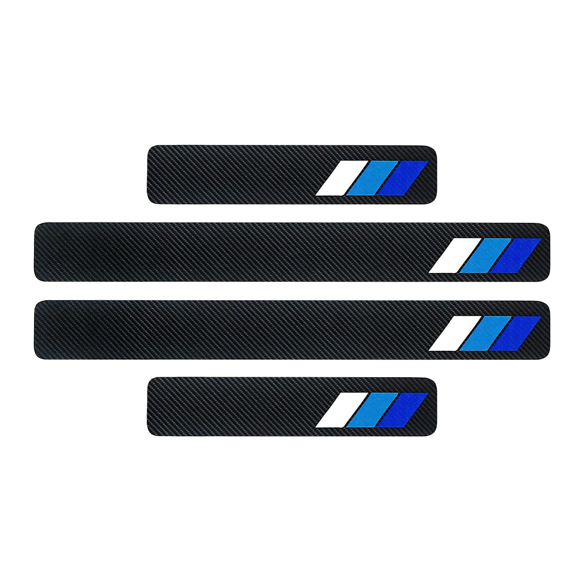 4PCS Tri-Color Door Sill Protectors, Anti-Scratch Carbon Fiber Entry Step Guard Sticker, Universal Car Front/Rear Door Threshold Protection Stripe for Most Vehicles (Blue)