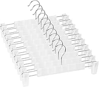 Vista 17 de Paquete de 20 perchas para faldas con clips ajustables antióxido para pantalones, faldas, perchas para ropa, azul claro