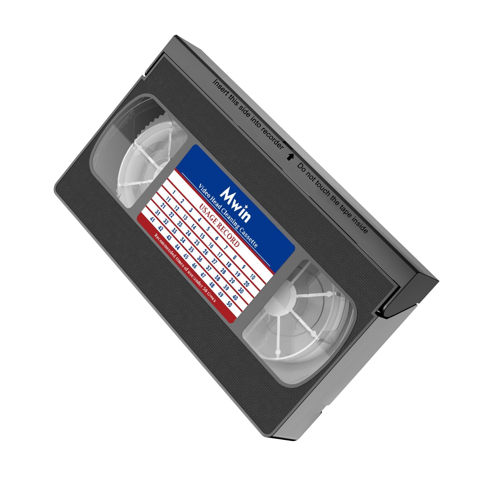 Mwin VHS Video Head Cleaner per VHS/VCR Players, tecnologia a secco - Nessun fluido richiesto riutilizzabile 50 volte