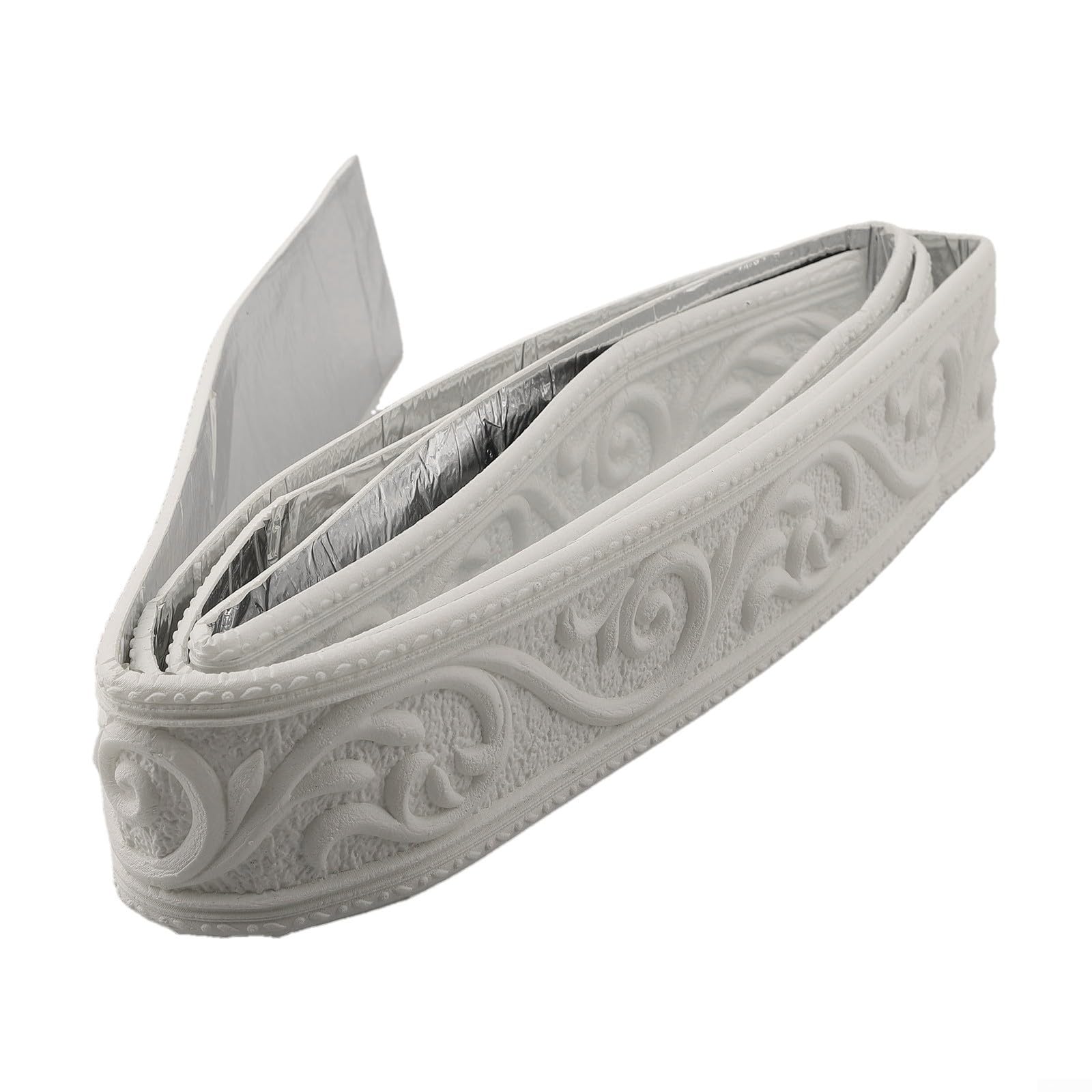 Modanatura 3D Autoadesiva Per Pareti - Schiuma XPE, 230x5x0.4 Cm, Bianco, Decorazione Fai Da Te - Foto 11