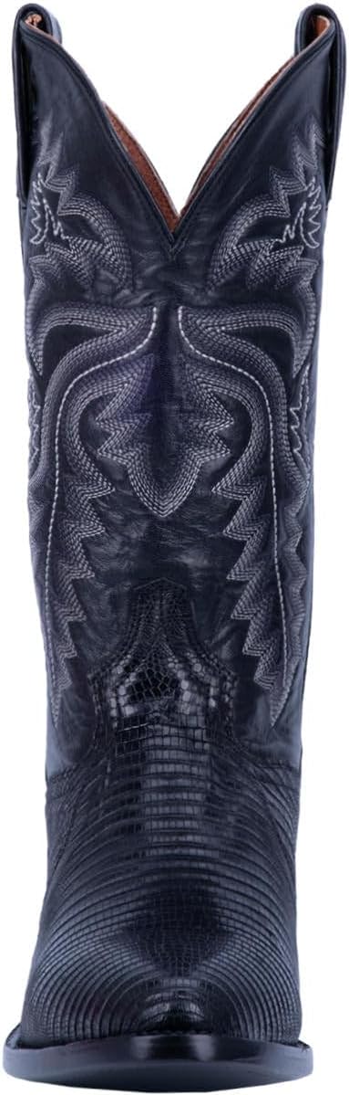 Dan Post Mens Winston Lizard Embroidered Round Toe Pull On Dress Boots Mid Calf - Black