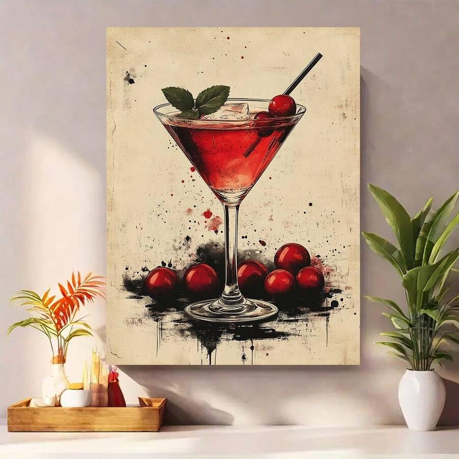 Tableau moderne verre martini rouge solution deco cuisine et bar vide - 2