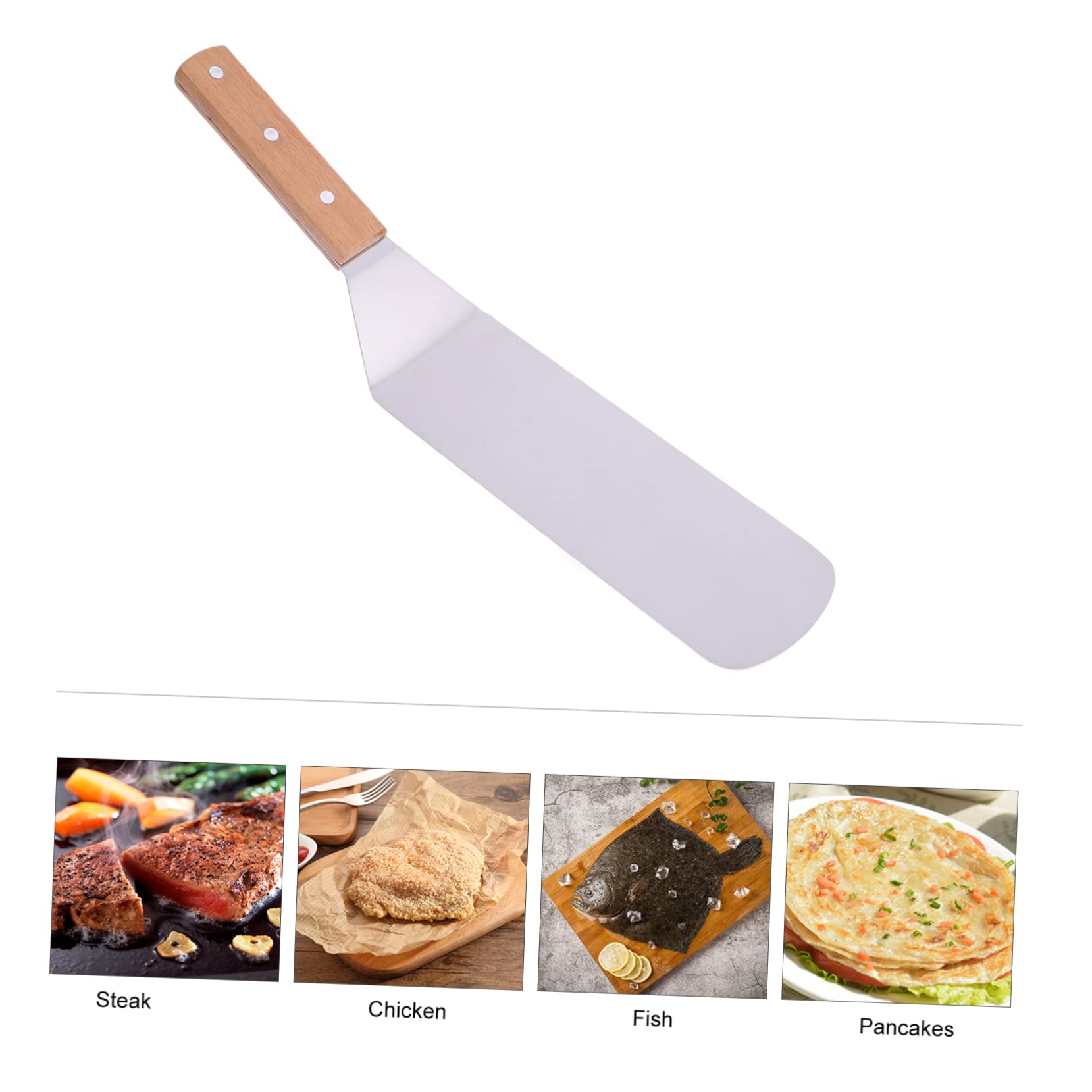 Sosoport Espátulas de Acero Inoxidable Mango de Madera Ergonómico 5 Piezas para Transferencia de Pizza y Bistec Utensilios de Cocina Resistentes para Uso Doméstico y Profesional