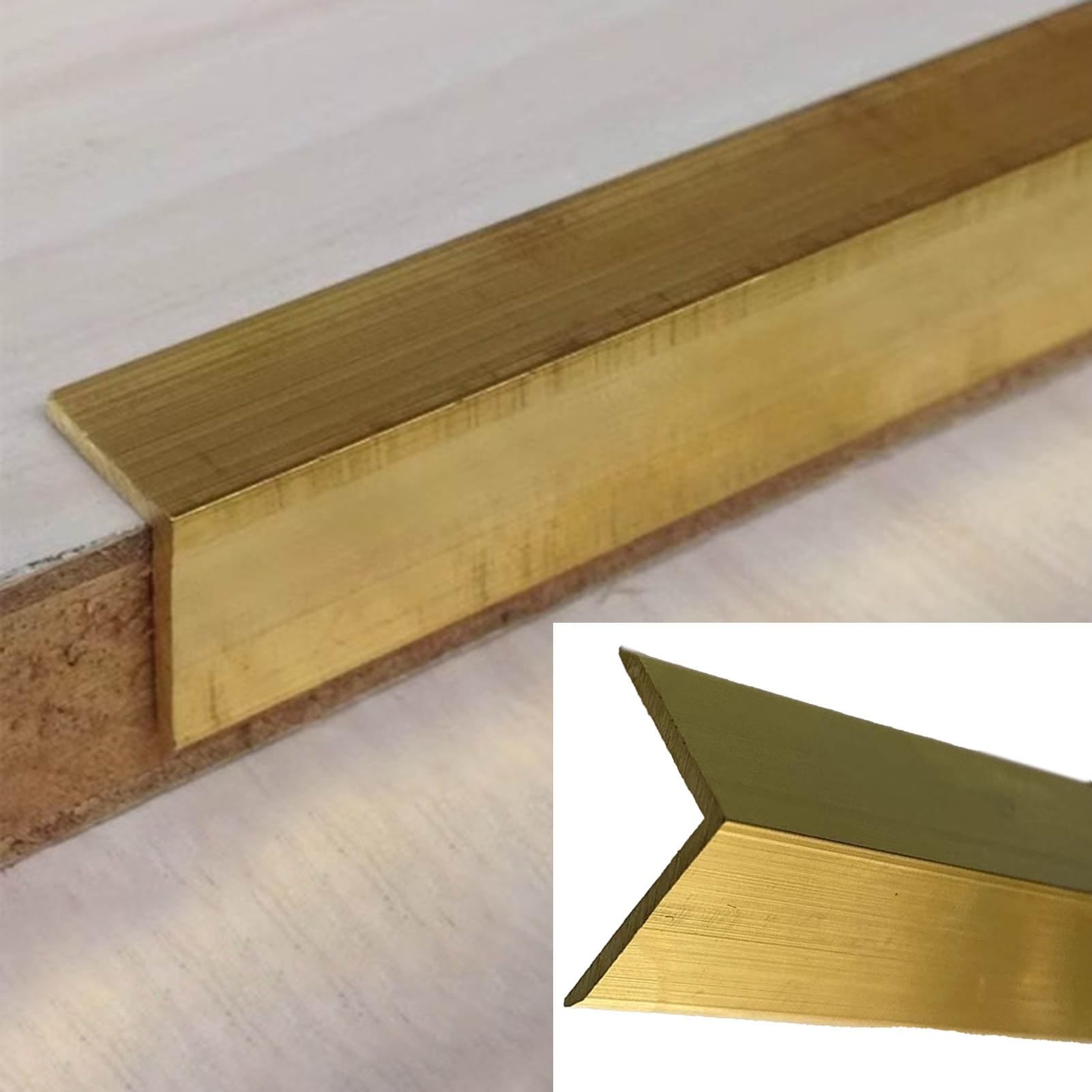 Soglia di Dislivello Pavimento Protezione Angolare Parete Stretta in Ottone Spazzolato, Strisce Decorative Divisorie per Soglia Porta a Forma di L, Modanatura per Spigoli Parete per Casa/Camera da Let