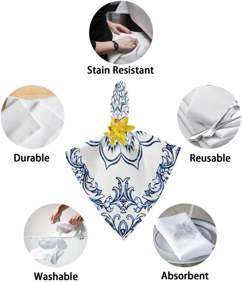 Mandala Pattern Retro Napkins Cloth Set Wedding Party Table Soft Kitchen Dinner Christmas(6pcs)