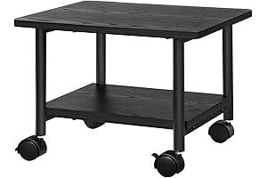 VASAGLE Industrial Under Desk Printer Stand Black Desk Machine Cart