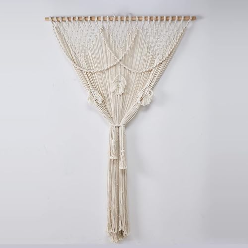 Miniatura 5 de SOONOW Cortina de macramé para ventanas y puertas, cortinas de hojas de macramé con alzapaños, 40 pulgadas de ancho x 70 pulgadas de largo, macramé