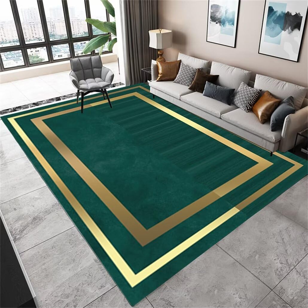 Grand tapis de chambre pour adolescents vert unicolore 120x160 cm