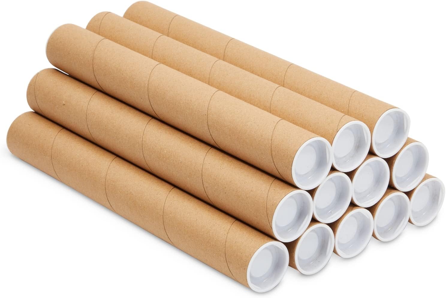 Stockroom Plus 12 Pack Long Cardboard Poster Tubes for Shipping Blueprints, Artwork (12 x 1.5 In)