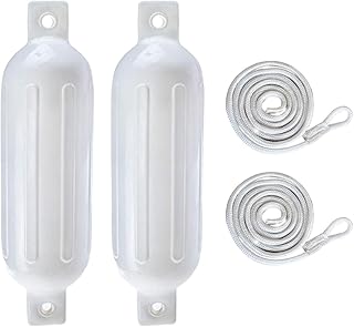 Generic Marine Docking Essentials: Set of 2 Boat Fenders with Simple Setup Ropes