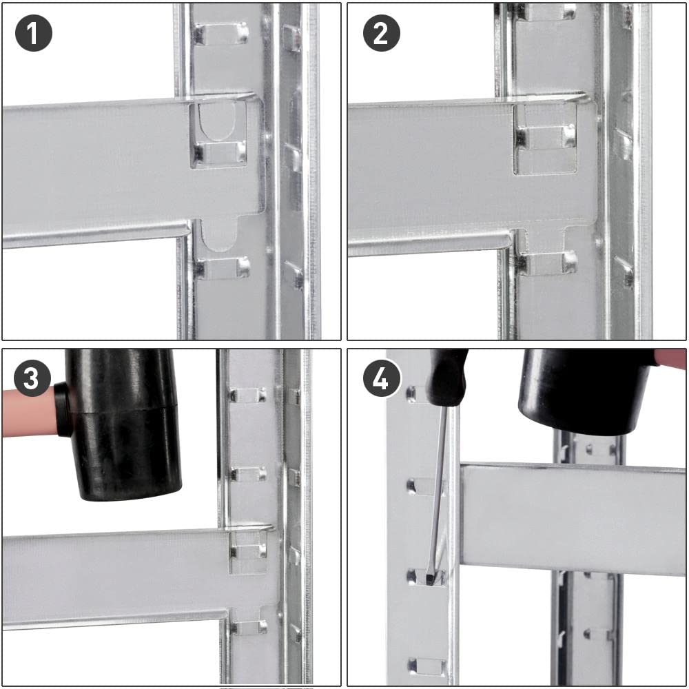 Yaheetech Lot de 2 Étagères de Rangement Charge Lourde Meuble de Garage Ratelier Cuisine Salon 80 × 40 × 160 cm Acier Galvanisé MDF Capacité de Chaque Tablette 130 kg