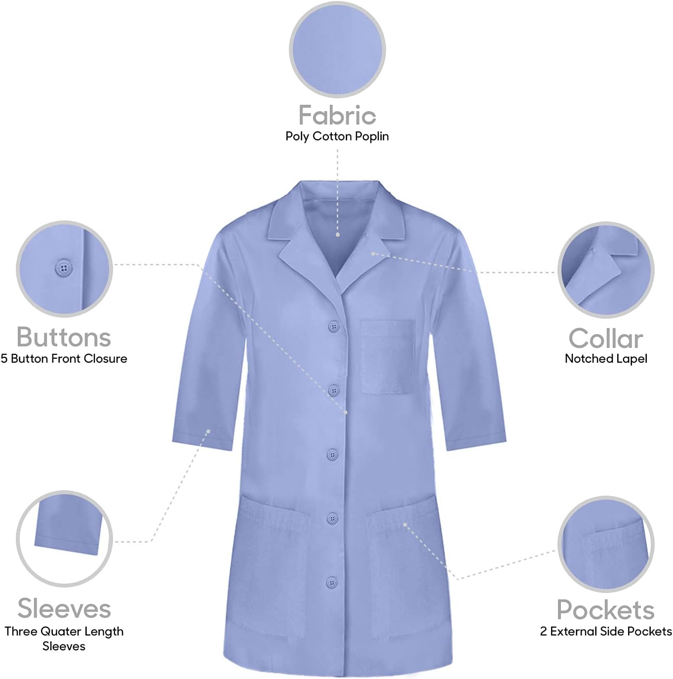 white lab coat | Multi-Colored lab coats and scrub lab coats for women Sky Blue 11XL