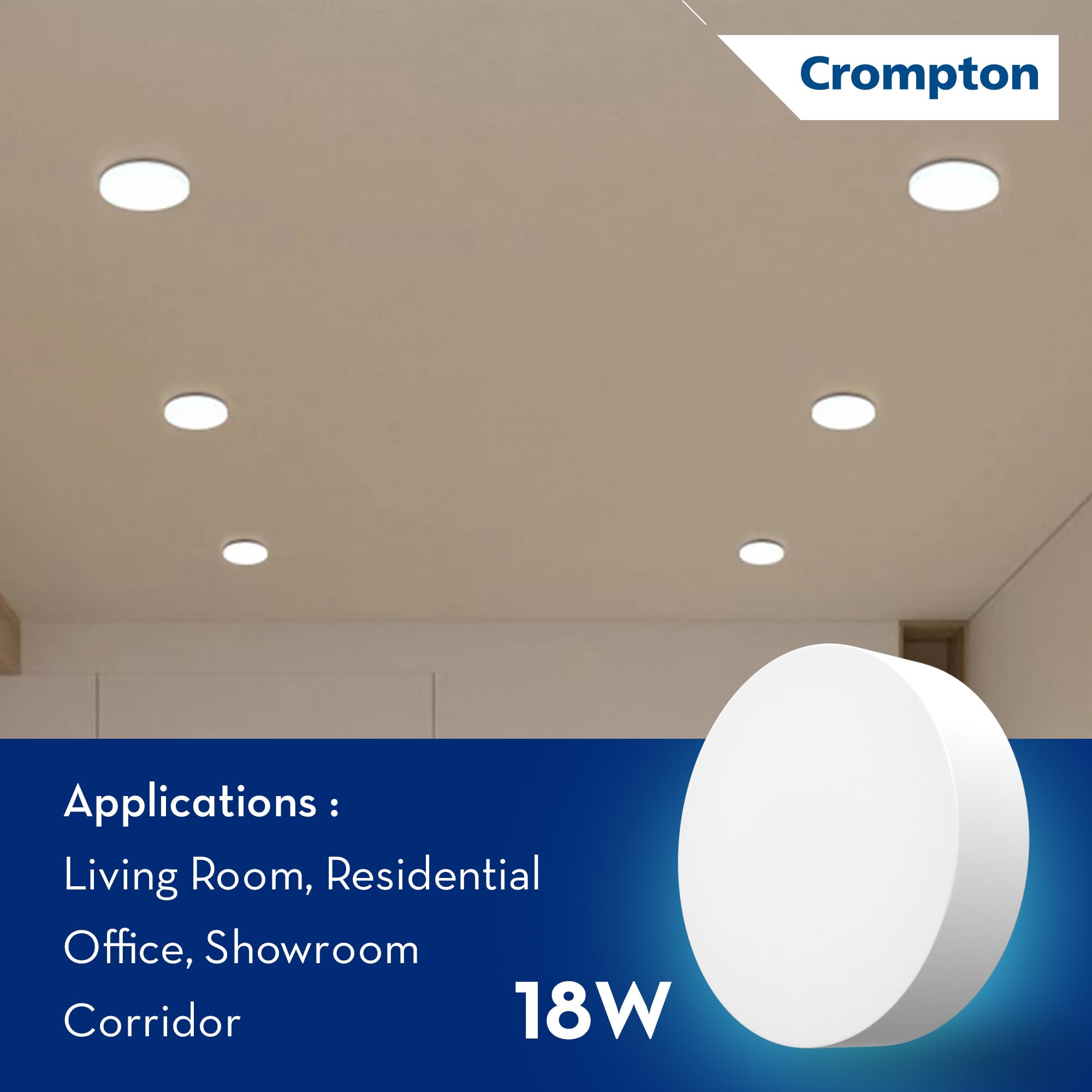 Crompton Platina Star Stylus Surface Panel 18W LED Round (Pack of 2, Natural White) - Image 4 thumbnail