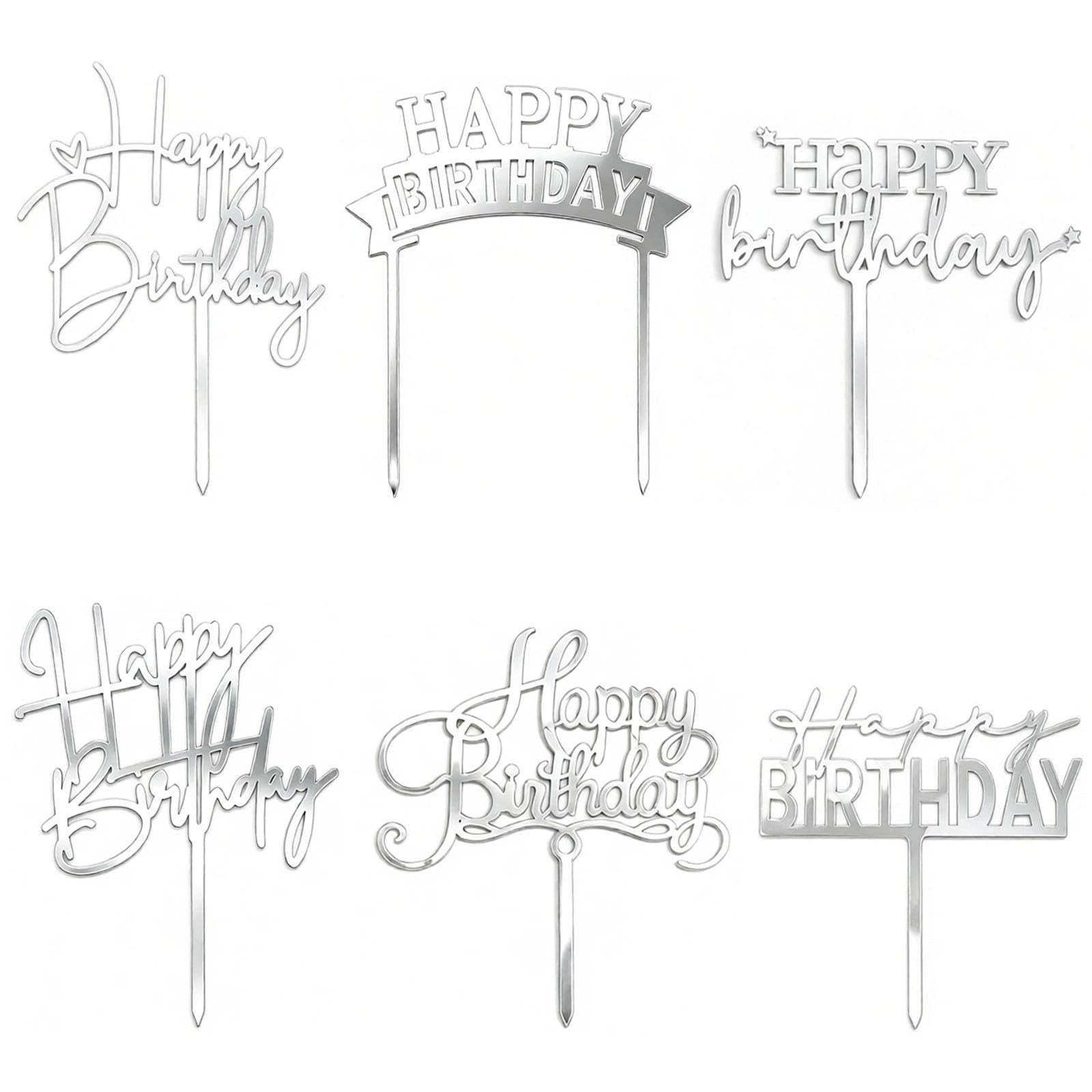 Gold Birthday Cake Toppers - 6 Pack -10 Gold Birthday Cake Toppers - 6 Pack -10