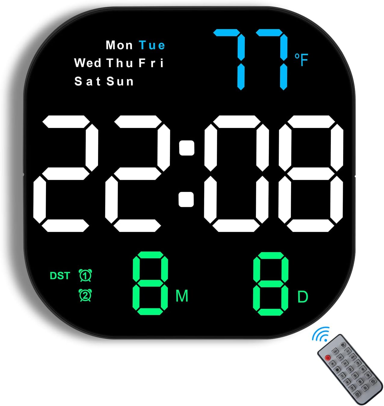 QZK Digital Wall Clock, 11" LED Digital Clock Large Display