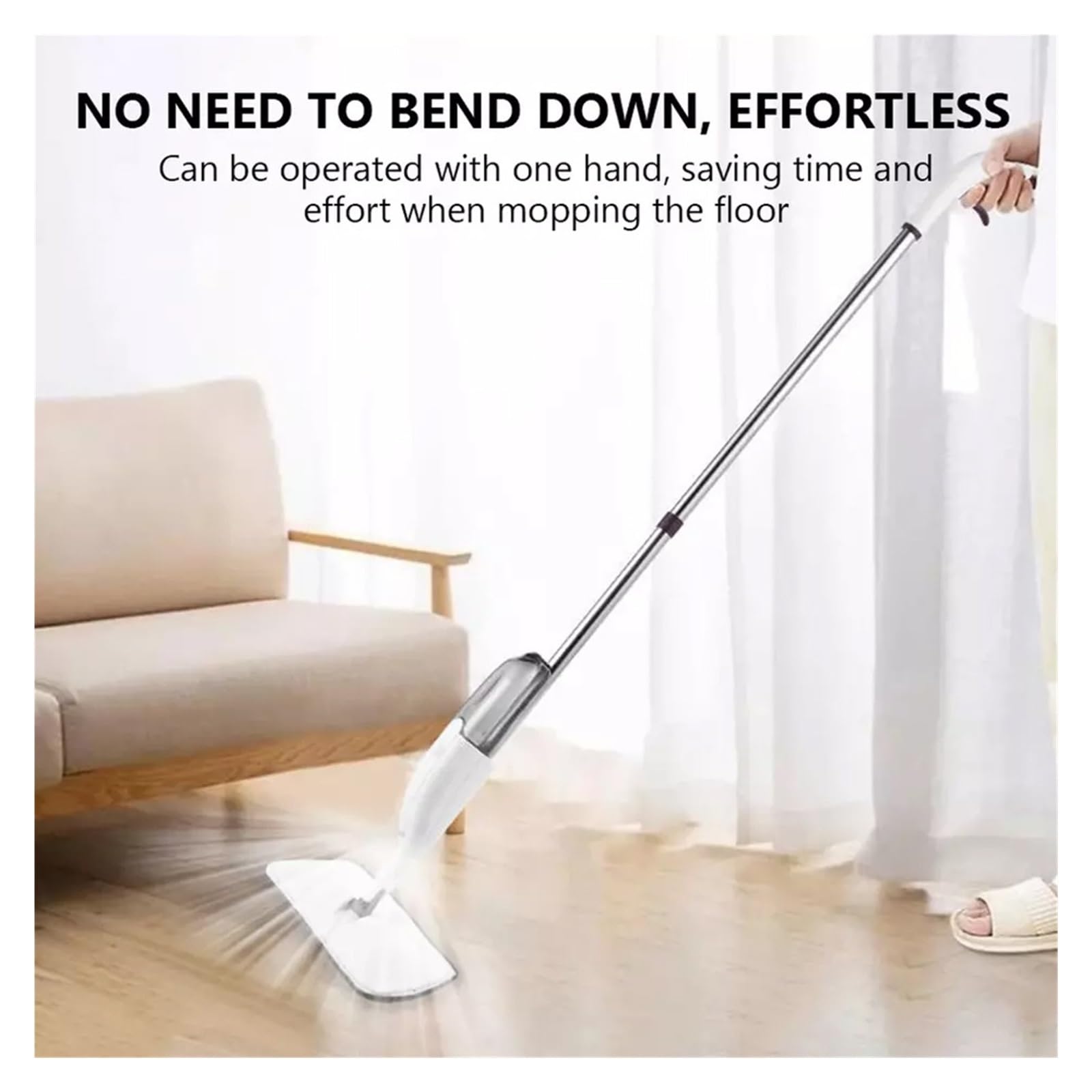 Fregona con pulverizador, fregonas Planas mágicas giratorias Reutilizables Almohadillas de Microfibra, Limpiador en seco y húmedo, Accesorios Herramientas Limpieza del hogar(1mop5cloth)