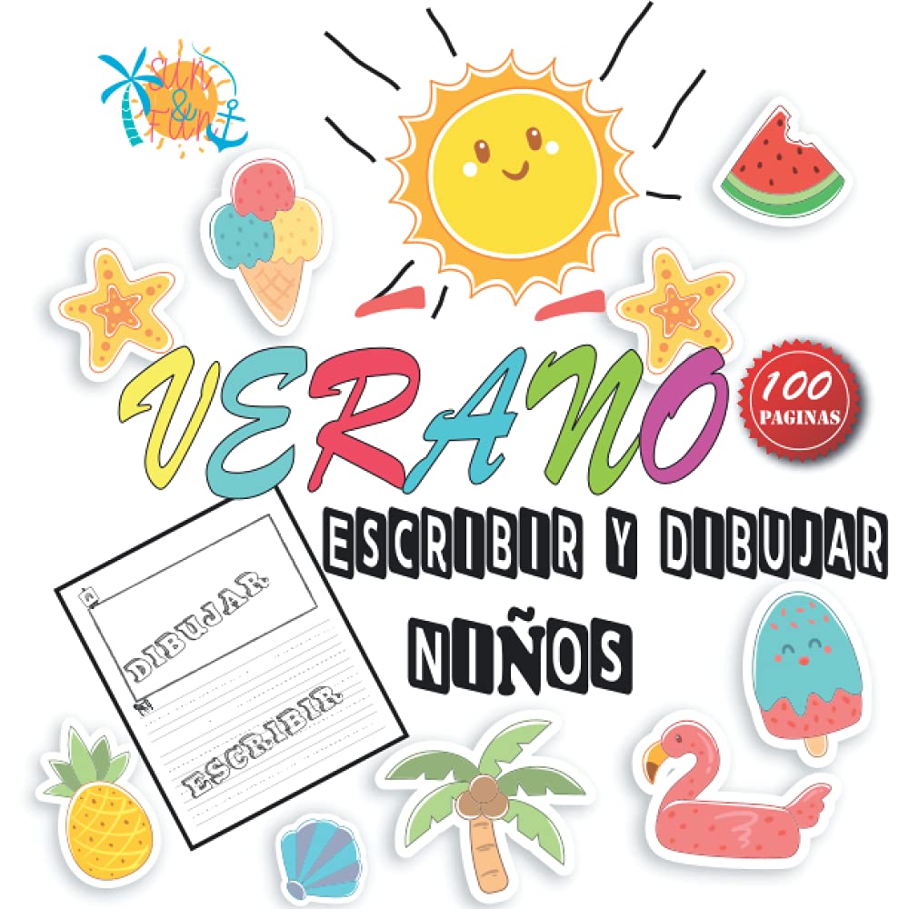 Verano Escribir Y Dibujar Ninos Diario De Dibujo Y Cuaderno ...