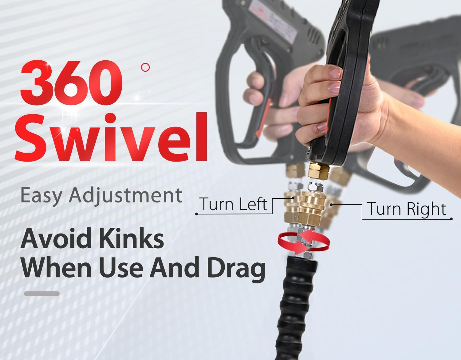 YAMATIC 3/8" Pressure Washer Hose 50FT Hot Water Power Washer Hose Max 212°F with Swivel Quick Connect, 4000 PSI,with Pressure Washer Tips Turbo Nozzle 4000 PSI Max