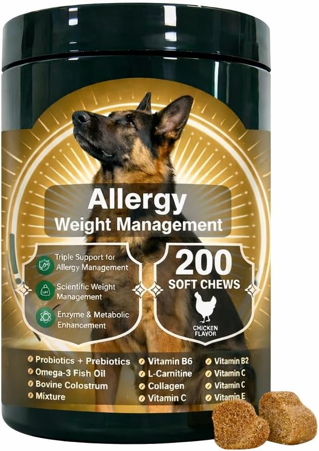 Dog Allergy Relief Chews – Natural Itch & Skin Irritation Relief, Supports Immune System, Reduces Seasonal Allergies, Safe for All Breeds – 200 Soft Chews