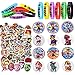 Tomicy Paw Dog Patrol-Geburtstagsparty-Zubehör Geschenk-Set beinhaltet 12 Silikon Armbänder, 12 Knopfnadeln Abzeichen, 50 Aufkleber für Paw Dog Patrol-Fans Kinder Geschenk Partygeschenke 74 Stück