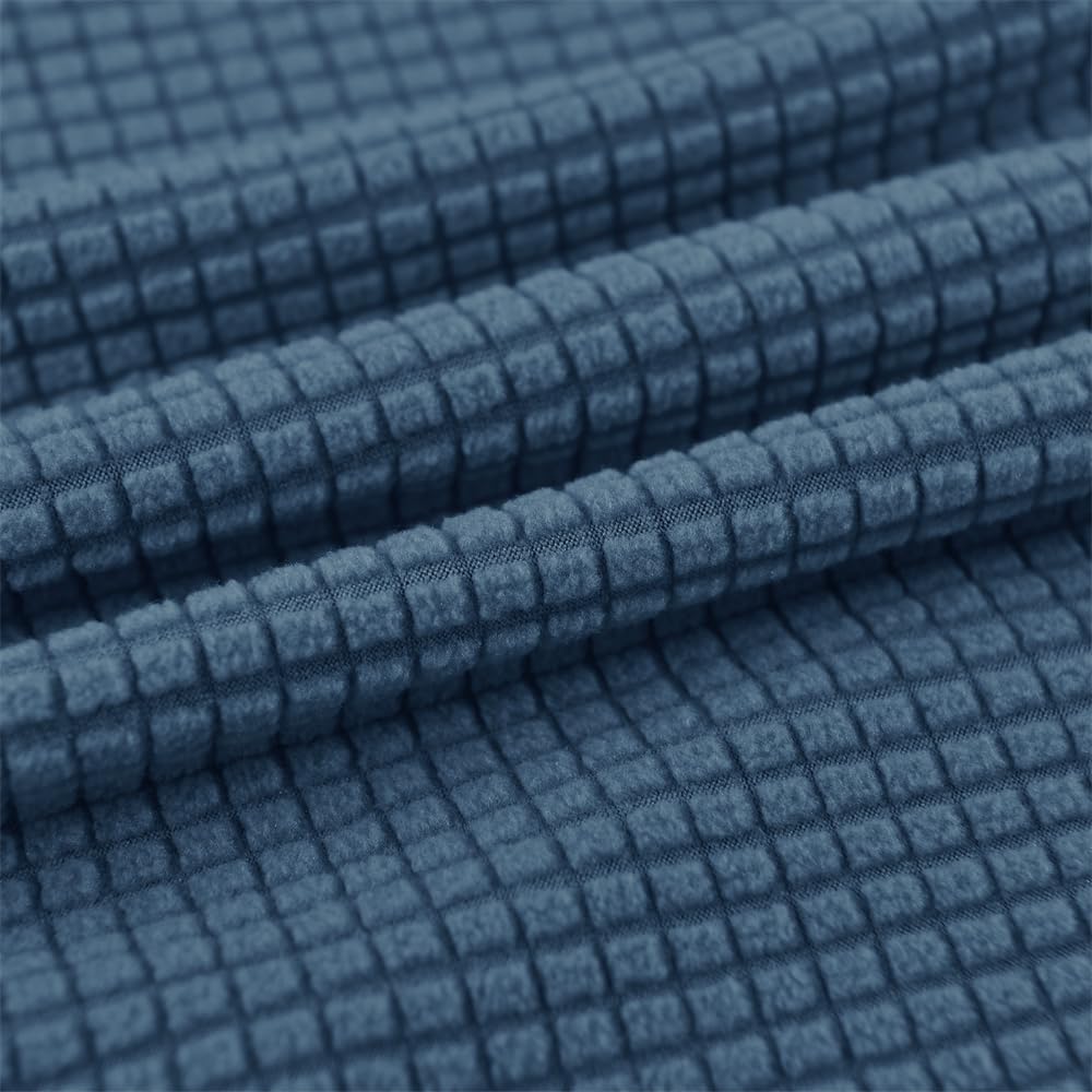 Highdi Fundas para Sillas de Comedor Elástica con Reposabrazos en Jacquard Color Sólido, Funda de Sillón Escandinavo con Respaldo Curvo para Hotel, Cocina, Dormitorio (Azul,6 Piezas)