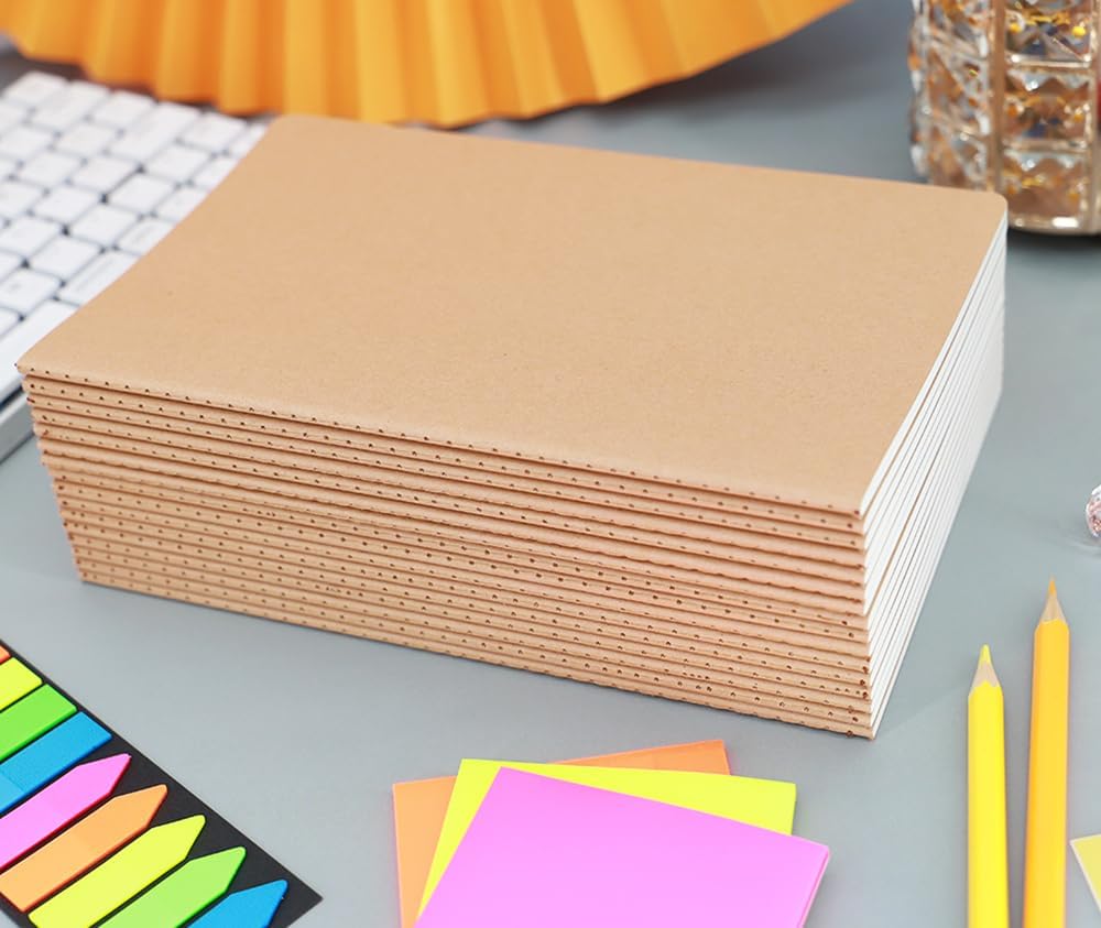 16 Pack Kraft Notebooks, Journals in Bulk for Writing, Blank Paper Sketchbooks, 60 Pages Notebook, 8.3x5.5 Inch, A5 Size, Travel Journal Set, for Gifts, Students and Office Supplies - Image 2