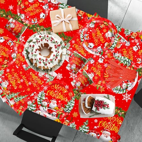 Christmas Paper Plates and Napkins - Disposable Tableware with Plates, Napkins, Tablecloth, Banner for Christmas Party Table Decorations – Image 5