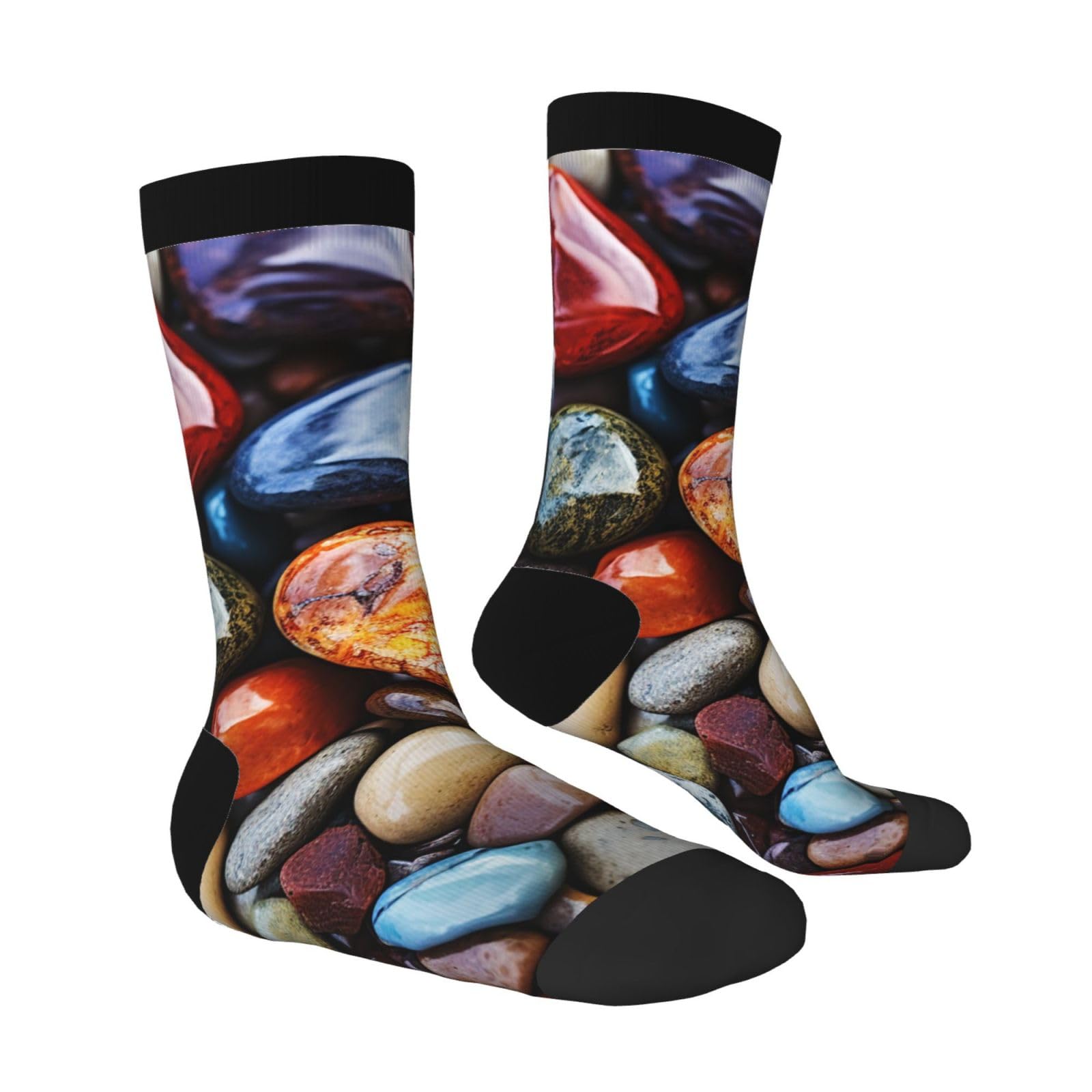 LZQPOEAS Color Stones Hippie Athletic Socks Unisex Cushioned Crew Socks Hiking Running Calf Sock Soft Above Ankle Sock