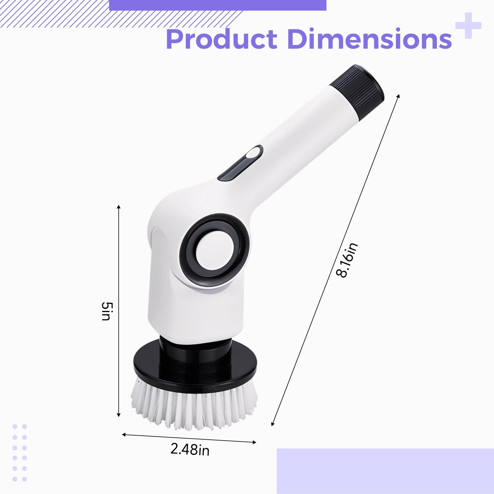 Limpiador eléctrico de baño, limpiador inalámbrico 7 en 1 con mango de extensión, 450 RPM, resistente al agua
