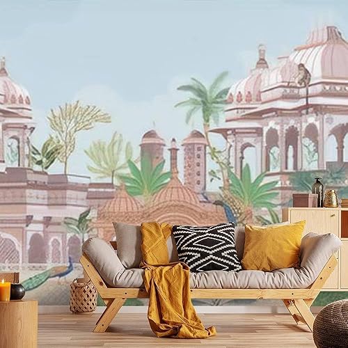 VGHUYEVOGERE Murales modernos de papel tapiz 3D indio complejo indio para jardín, mono, despegar y pegar, adhesivos de pared de PVC autoadhesivos
