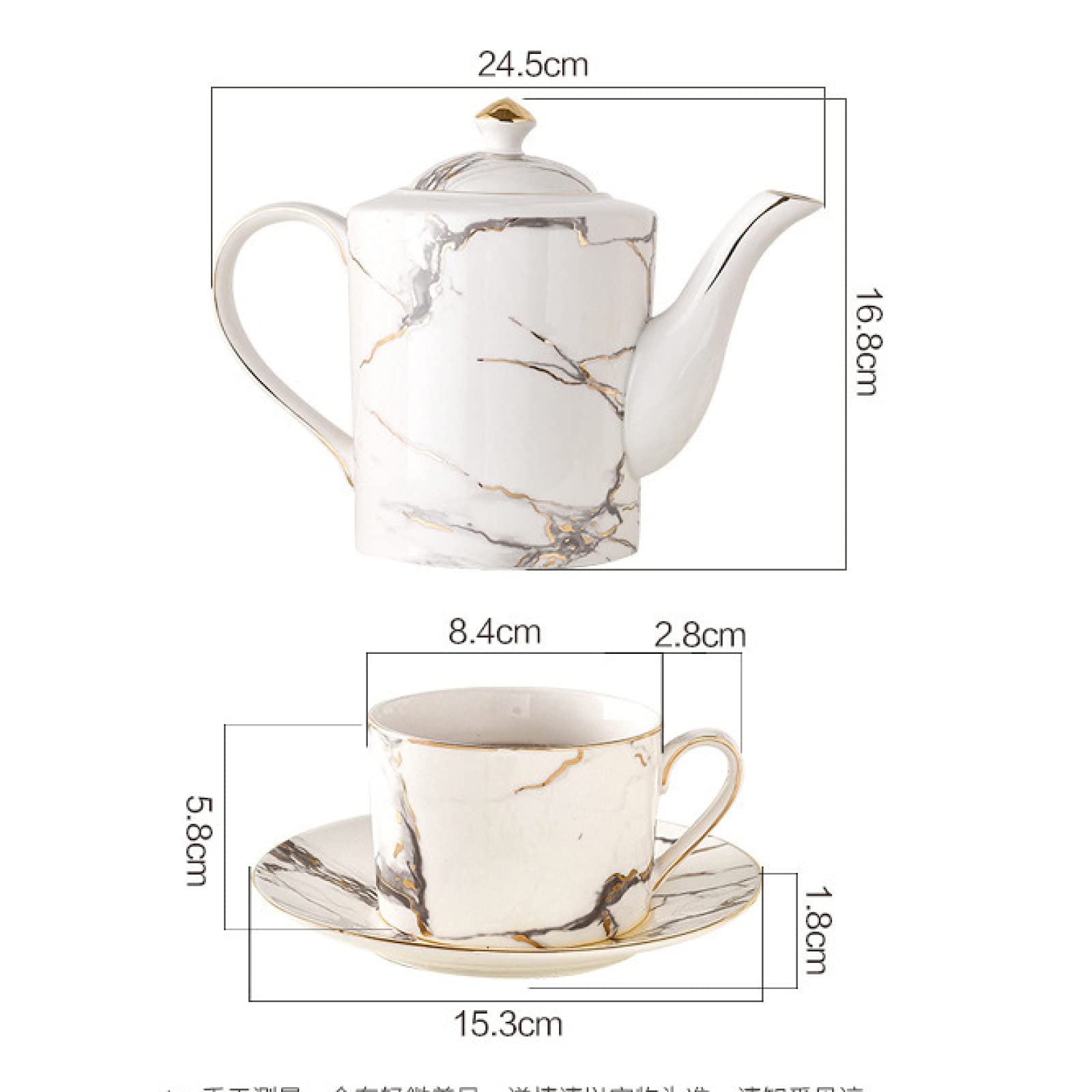 Zestaw do podwieczorku dla dorosłych ceramiczne filiżanki i spodki kawy herbaty z czajniczkiem cukiernica dzbanek na mleko piękny wygląd porcelanowy zestaw