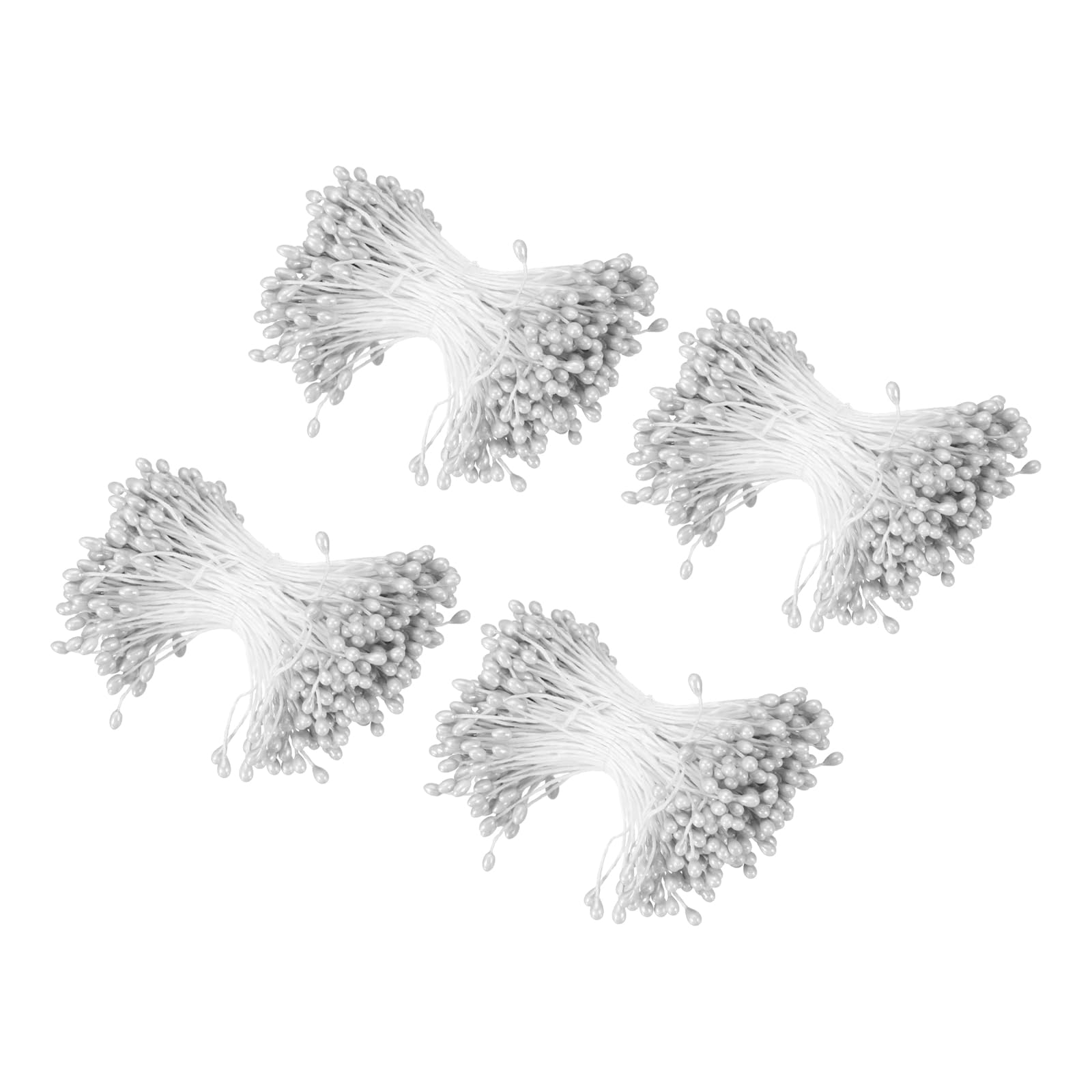 sourcing map 3mm Double Head Flower Stamen 960 Pcs Bright Artificial Floral Stamens Pistil for Christmas Wedding Flowers Making Scrapbook Decoration DIY Crafts, Silver โ image 1