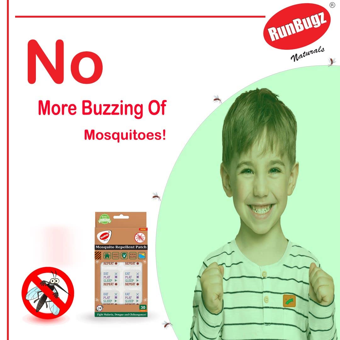 RunBugz 100% Natural Mosquito Eat -Play Patches for Baby, Adults|24-Hour Protection|Eat Play Sleep Repeat Mosquito Patches Protects from Dengue, Chikungunya & Malaria| 30 Patches (Pack of 1) 3